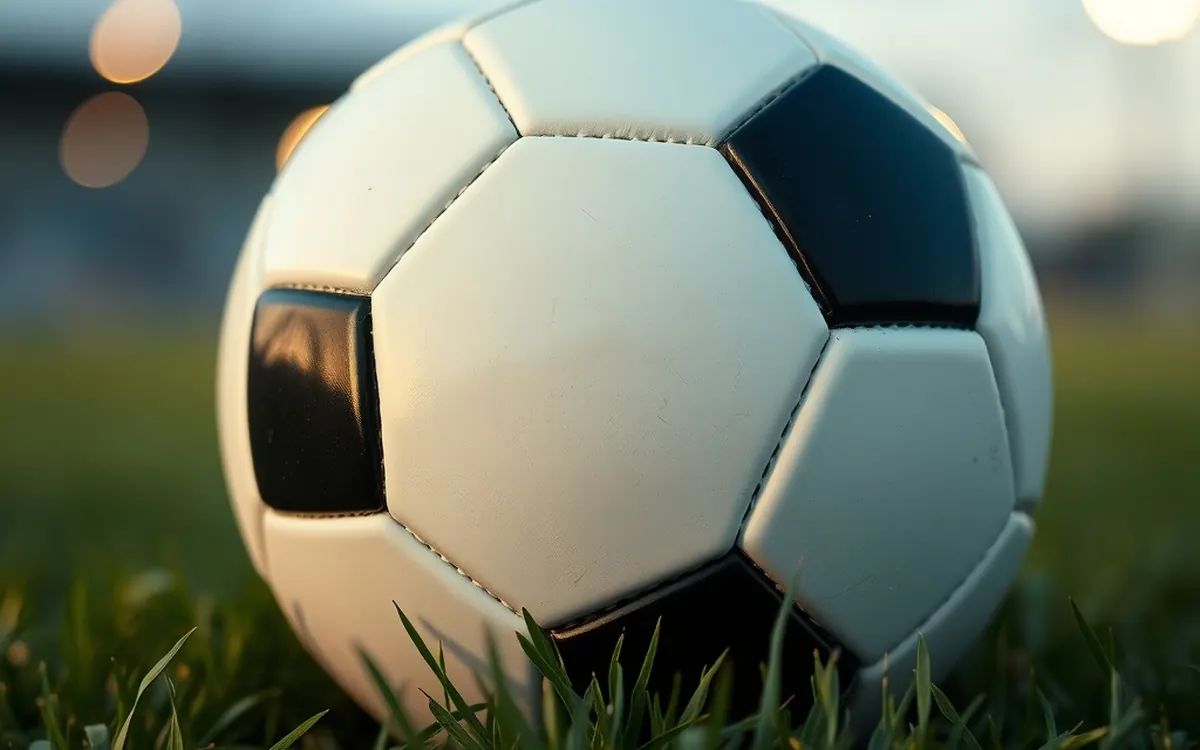 Pallone da calcio sull'erba, simbolo delle scommesse sui bookmaker non AAMS
