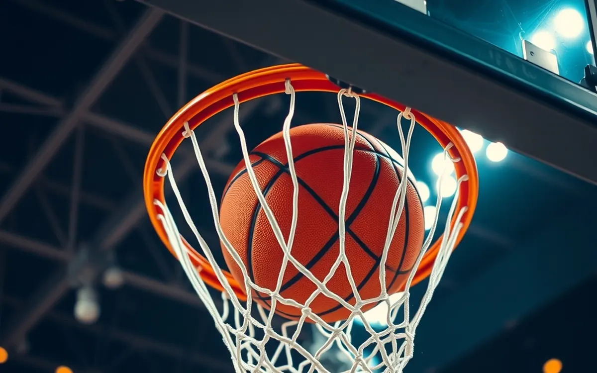 Pallone da basket nel canestro, scommesse sul basket con i bookmaker non AAMS